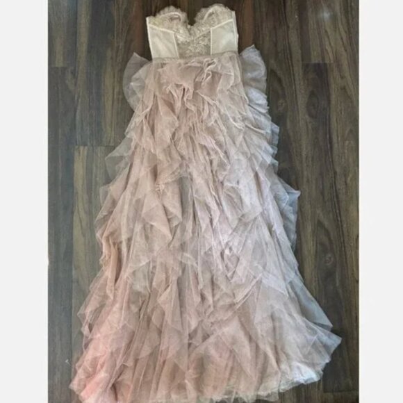 For Love & Lemons X REVOLVE Warm Taupe Nude Lace Strapless Bustier Dress - Picture 5 of 6